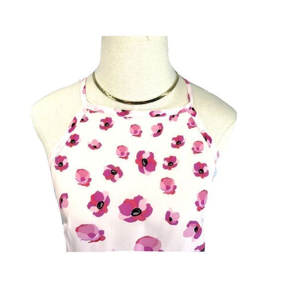 Cabi Pink Tank Top Floating Poppies Floral Tie Back Halter New - Picture 9 of 15